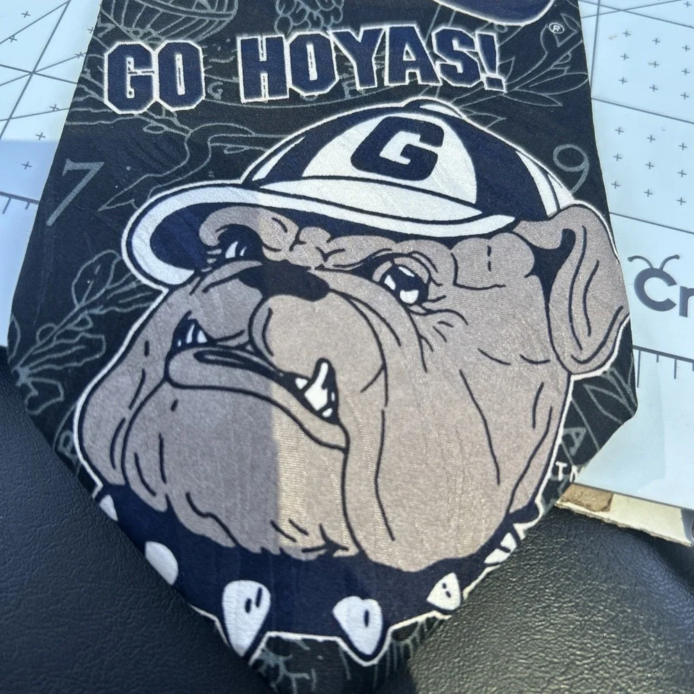 Vintage Ralph Marlin Georgetown Hoyas Necktie GU Jack Bulldog Graphic 90s Tie